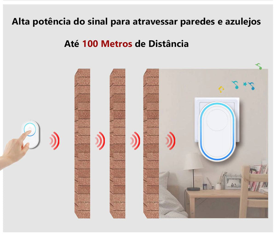 Campainha sem fio à prova d'água Campainha de porta 150M de longa distância Campainha de porta doméstica Segurança Luz LED